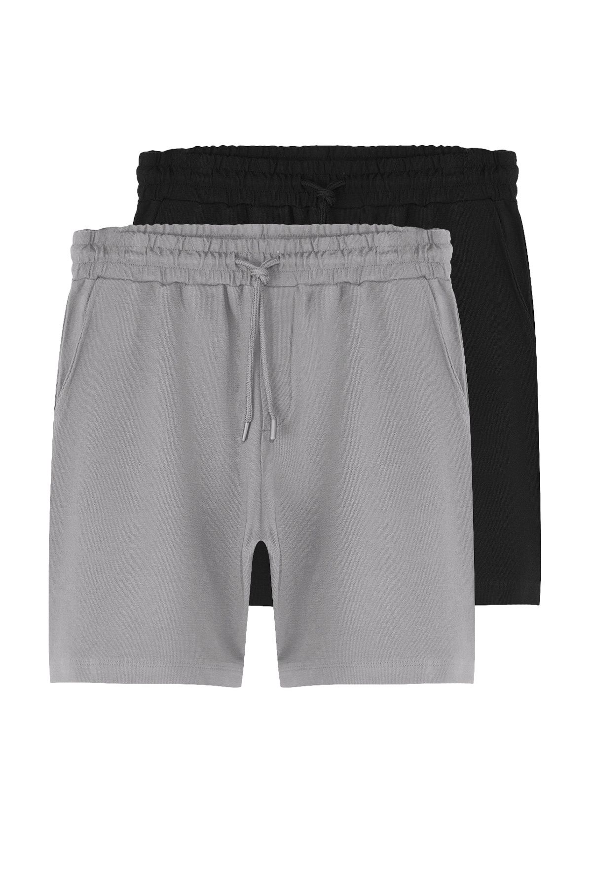 Trendyolmilla  Siyah-Gri 2'li Paket Regular/Normal Kesim %100 Pamuklu Dokulu Şort & Bermuda TMNSS25SR00040 - Görsel 8