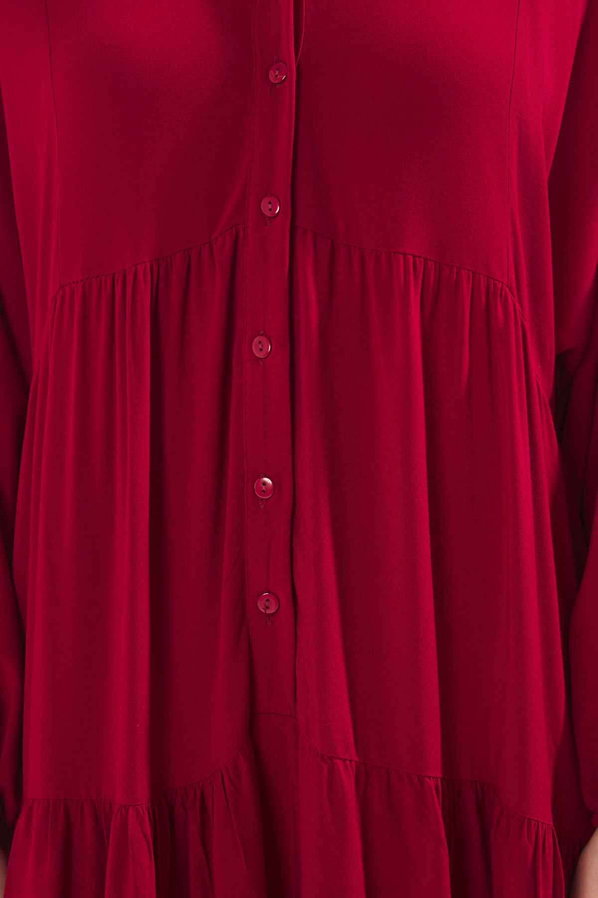 Trendyol Modest-Вискозна тъкана рокля в бордо TCTSS24EB00221 3