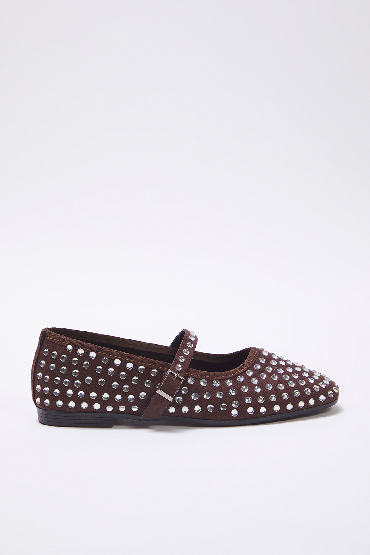TRENDYOL SHOES-Braune Mary Jane-Ballerinas aus Wildleder mit mandelförmiger Zehenpartie für Damen TAKSS25BE00014 3