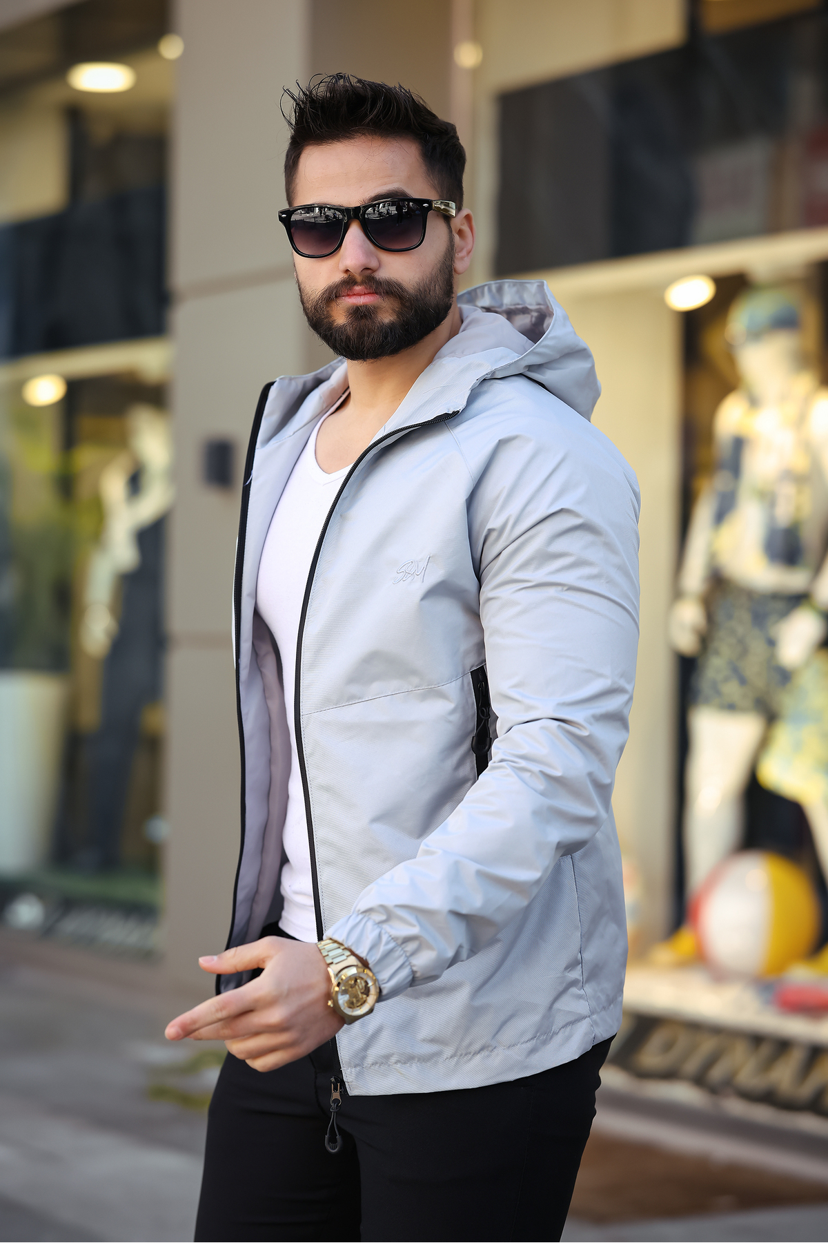 ژاکت فصلی بارانی ضد آب و ضد باد فصل جدید — خاکستری SM YAĞMURLUK01 — تصویر 2 از 4