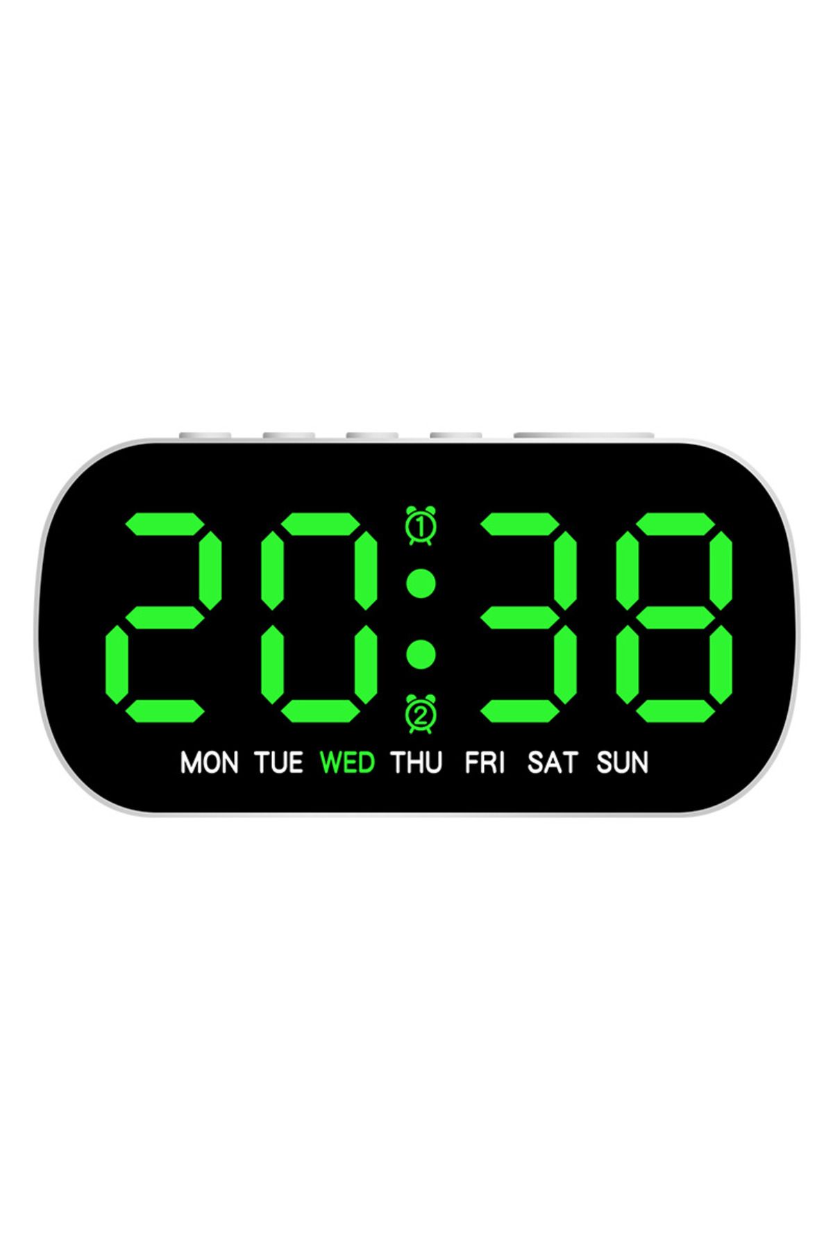 Choice-Green Digital Alarm Clock USB Powered Temperature Date Week Dual Alarm Night Mode Snooze Clock 5 Lev 1