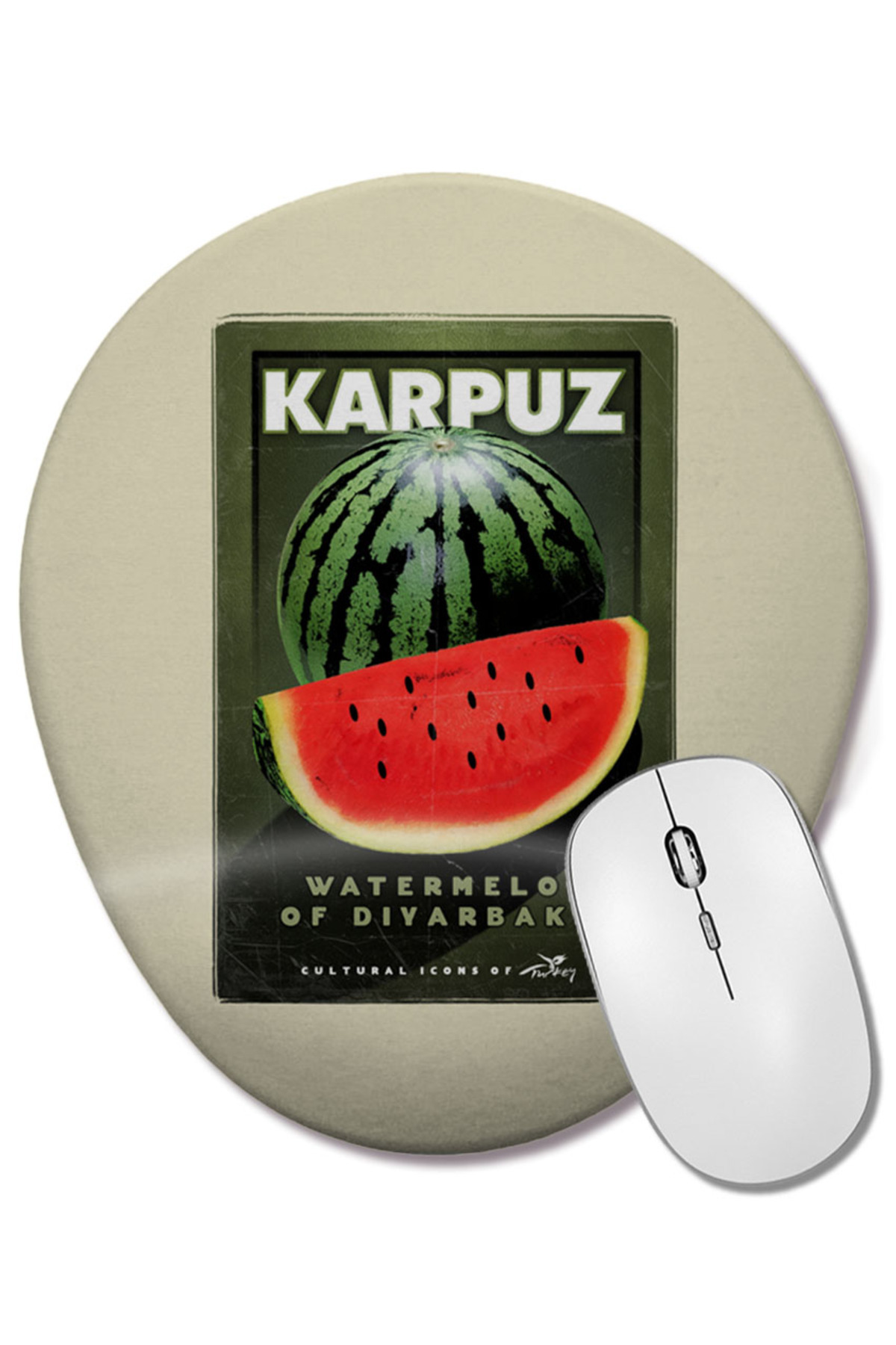 BASKI DÜNYASI-Diyarbakır Watermelon Oval Mouse Pad with Wrist Support 1