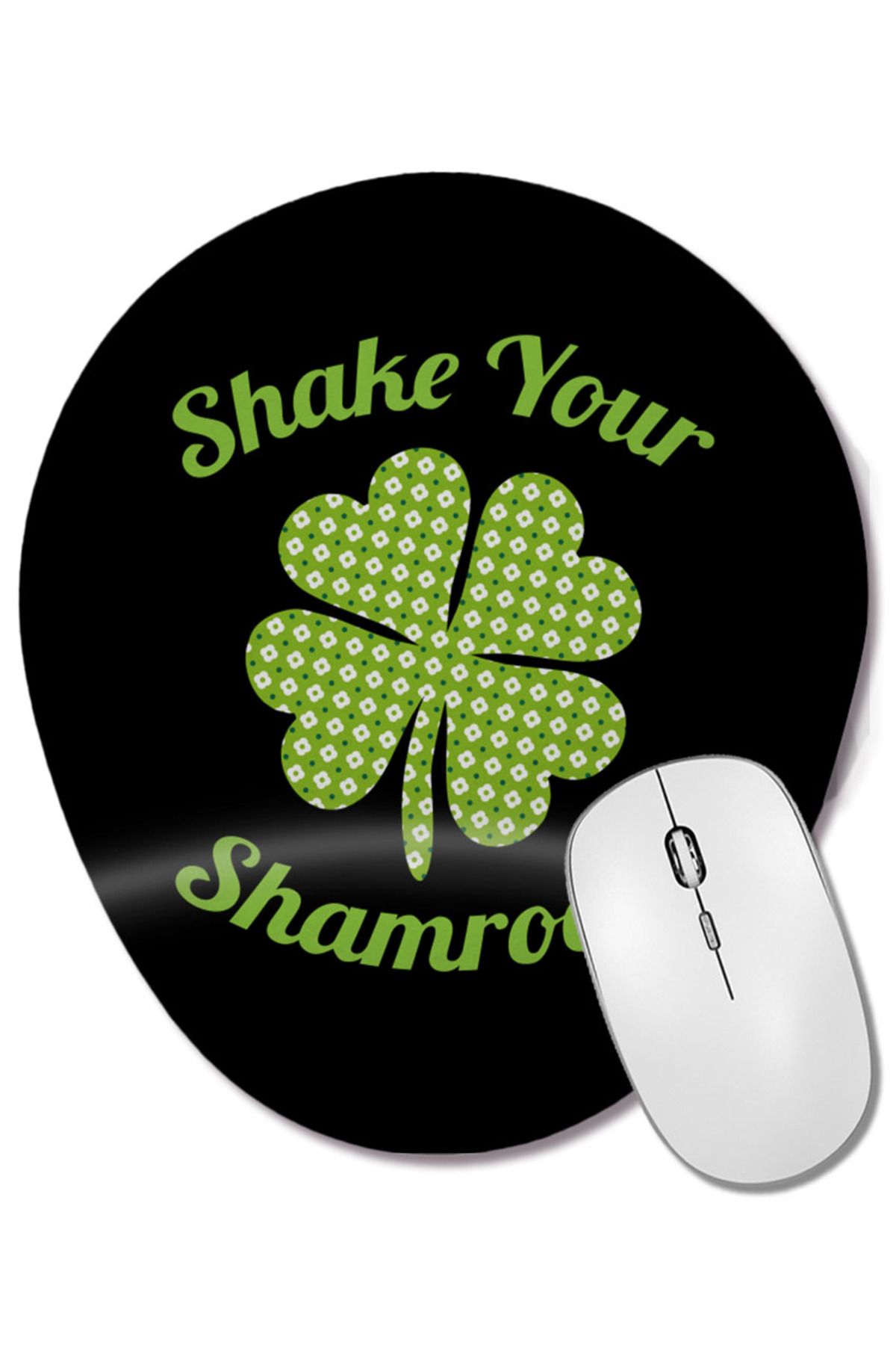 BASKI DÜNYASI-Cute & Funny Shake Your Shamrocks St Patty S Day Oval Mouse Pad with Wrist Rest 1