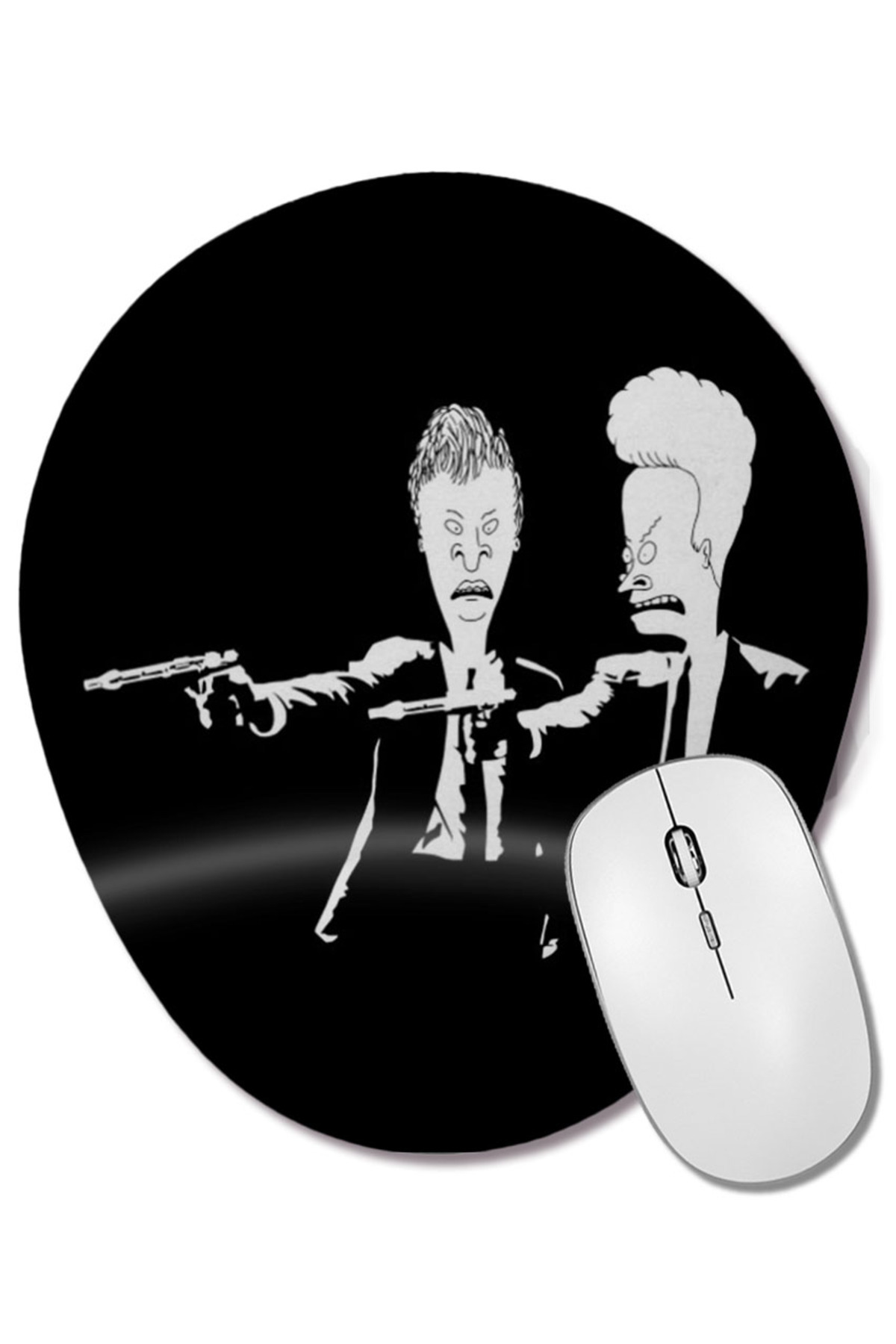 BASKI DÜNYASI-Beavis and Butthead Pulp Fiction Oval Mouse Pad with Wrist Support 1