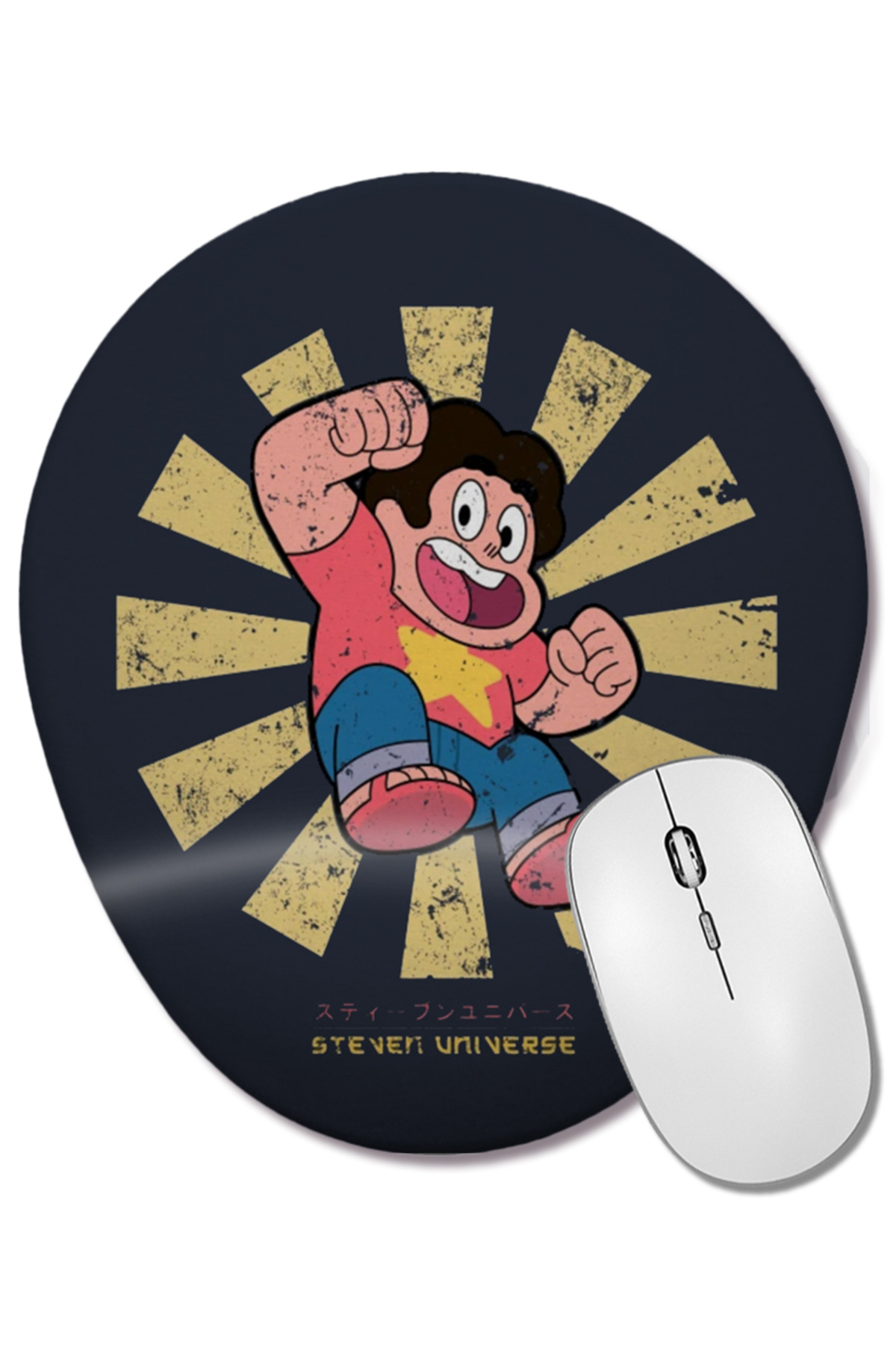 BASKI DÜNYASI-Steven Universe Retro Japanese Wrist Supported Oval Mouse Pad 1