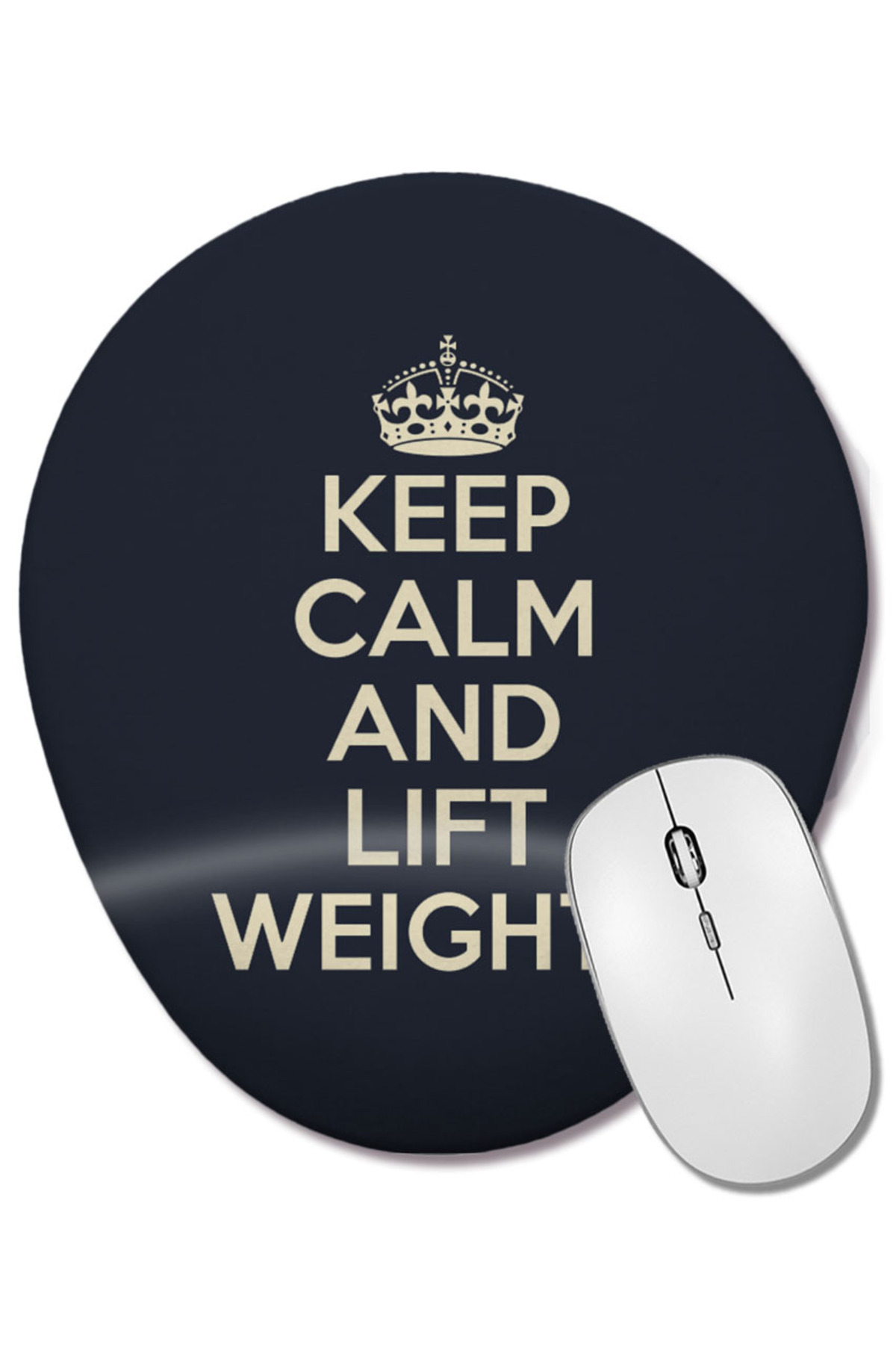 BASKI DÜNYASI-Keep Calm and Lift Weights Oval Mouse Pad with Wrist Support 1