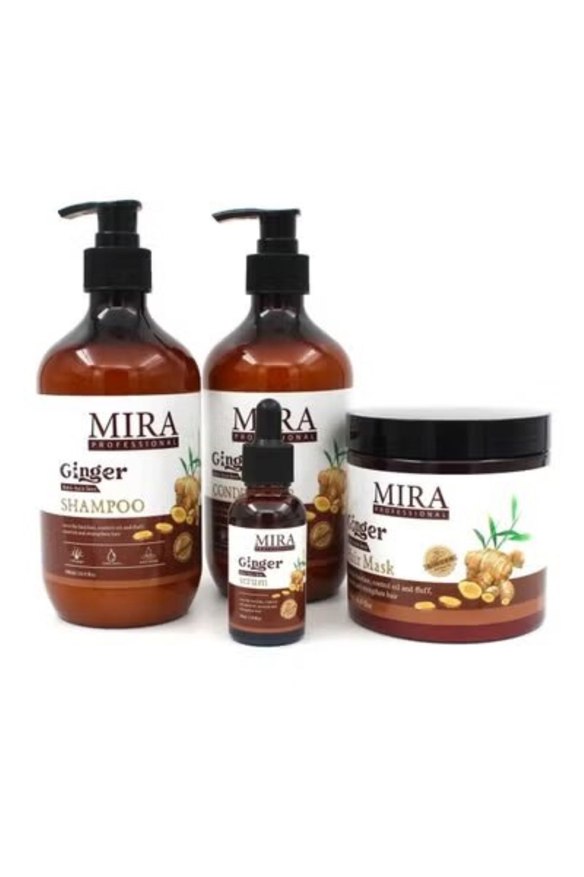 Mera-Ginger Hair Care Set for Protein and Keratin Treated Hair Shampoo 500ml Conditioner 500ml Mask 500ml Serum 30ml 1