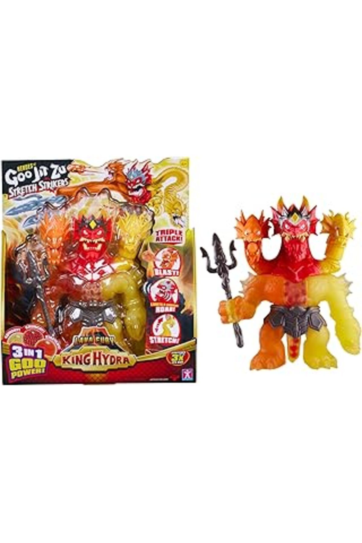 Mu Art Heroes Of Goo Jit Zu Stretch Strikers King Hydra Figürü Üçlü Saldırı 3'Ü 1 Arada Goo Gücü, Artı Işı