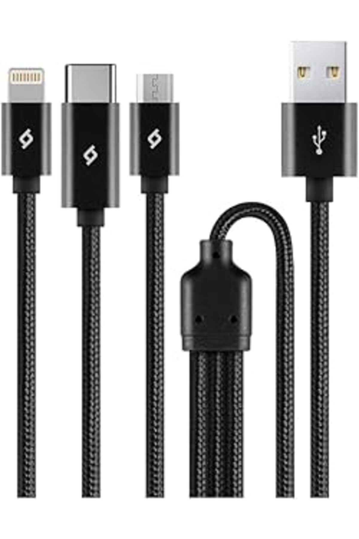 Pazarcan Ttec Alumicable Trio Şarj Kablosu 1Mt. Type-C, Lightning, Micro Usb