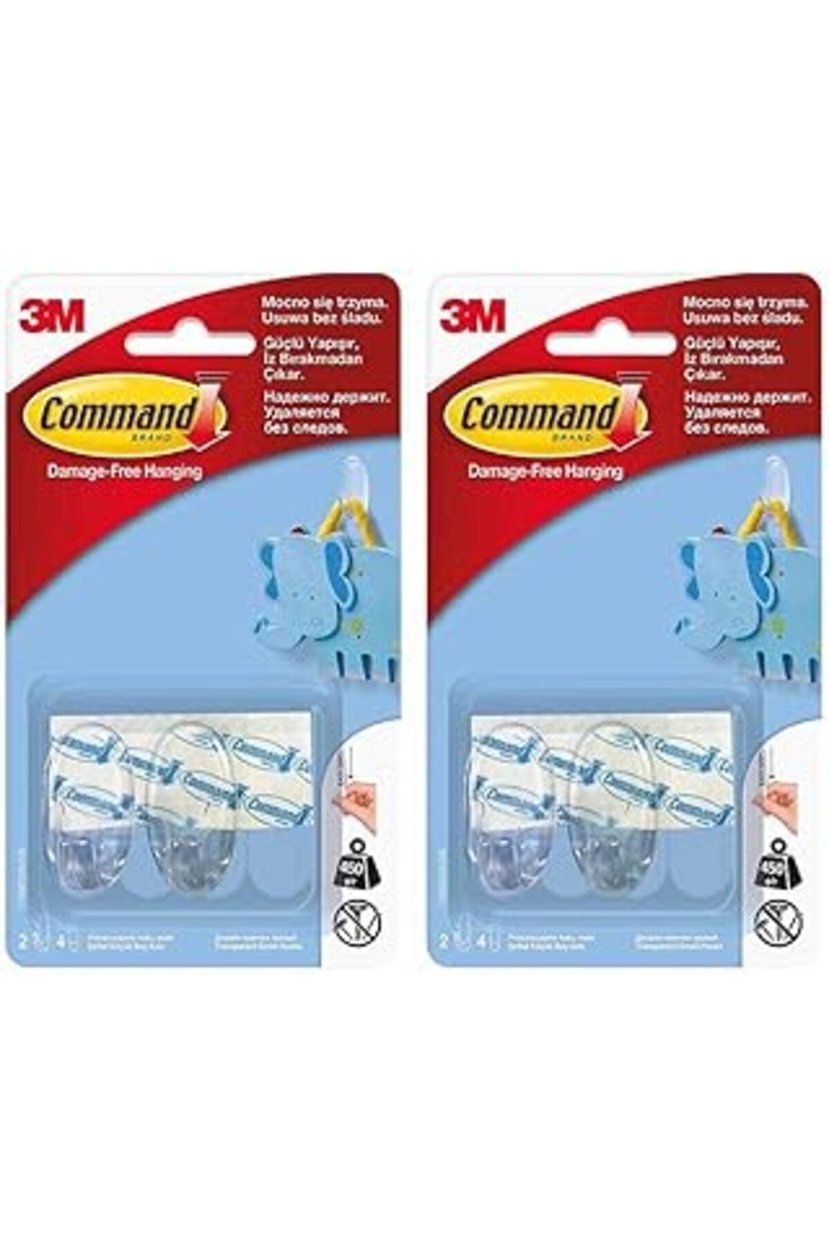NZM TİCARET Command 17092Clr-Cee Küçük Boy Şeffaf Askı, 2X