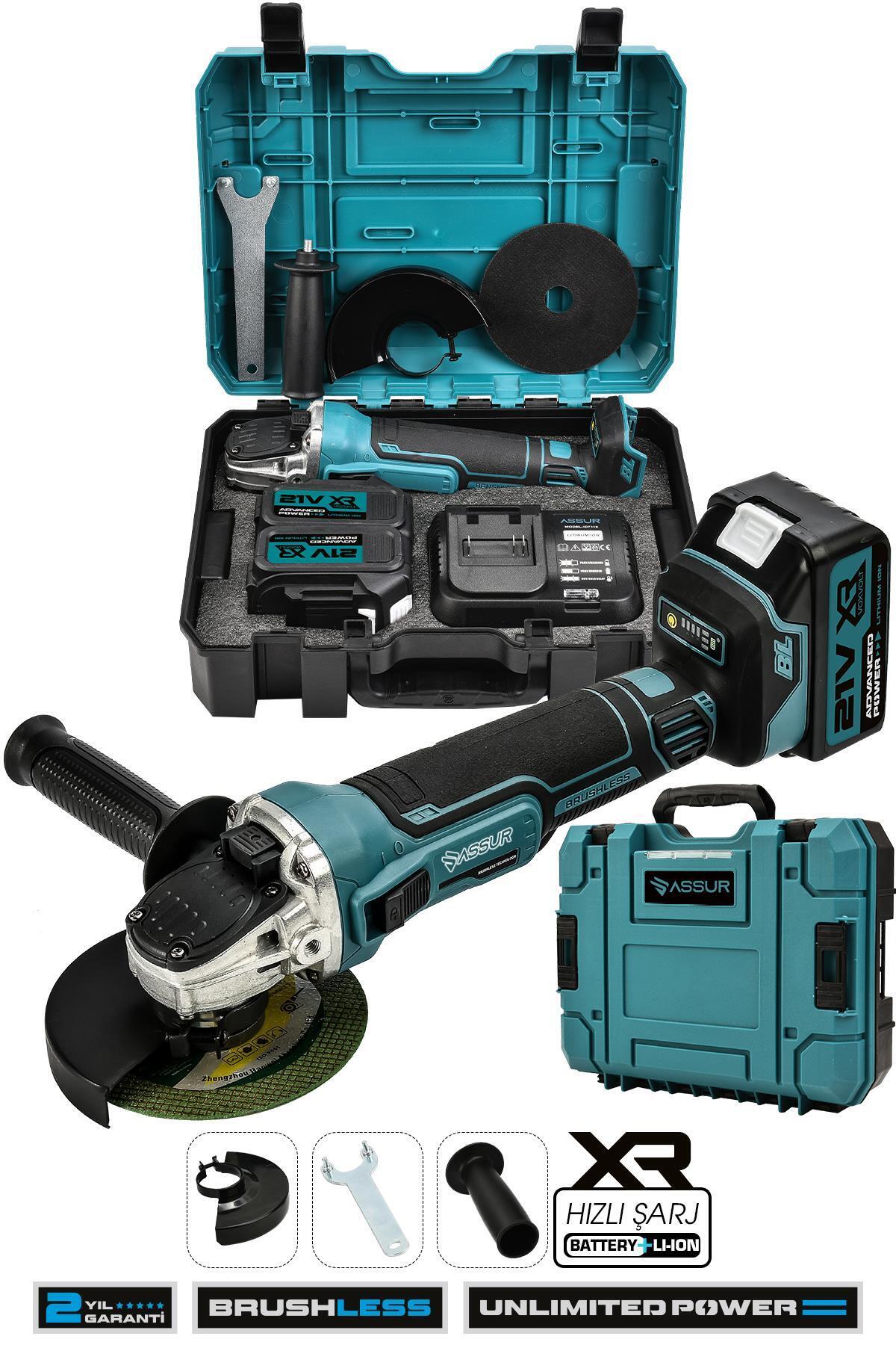 ASSUR 21v Çift Akülü Kömürsüz Şarjlı 125 mm Avuç Taşlama