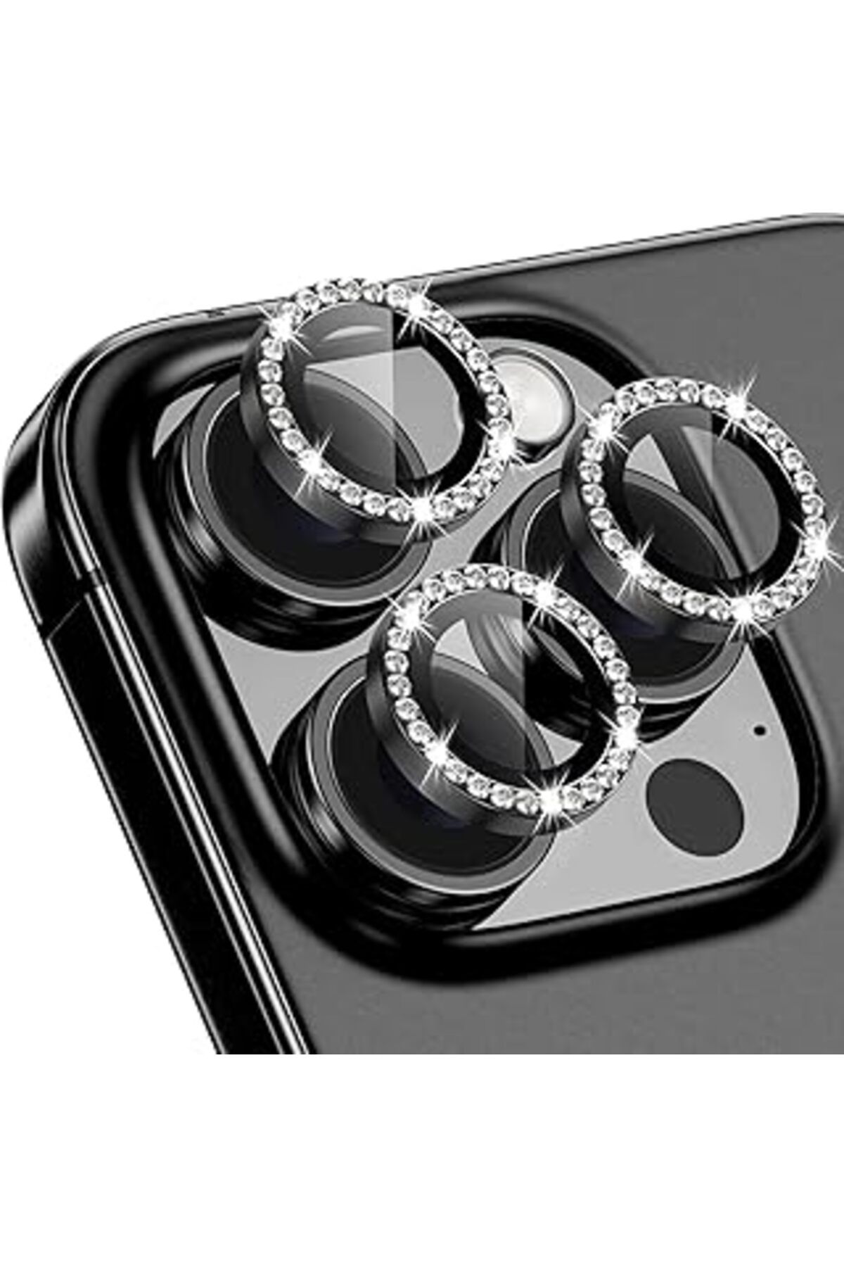 Siloin Happy Trend Iphone 16 Pro/ıphone 16 Pro Max Taşlı Lens Koruyucu Premium Kalite Ve Görünüm Siyah Bla