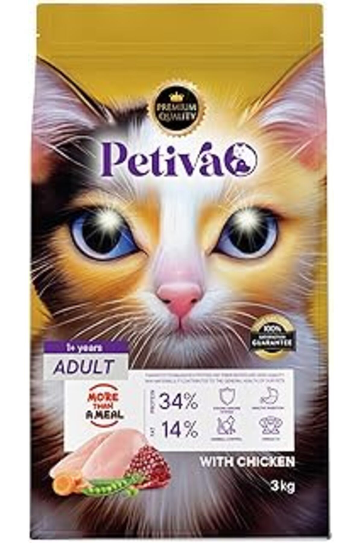 Mu Art Petiva Yetişkin Kediler İçin Tavuk Etli Kuru Maması (3 Kg, Tavuk)