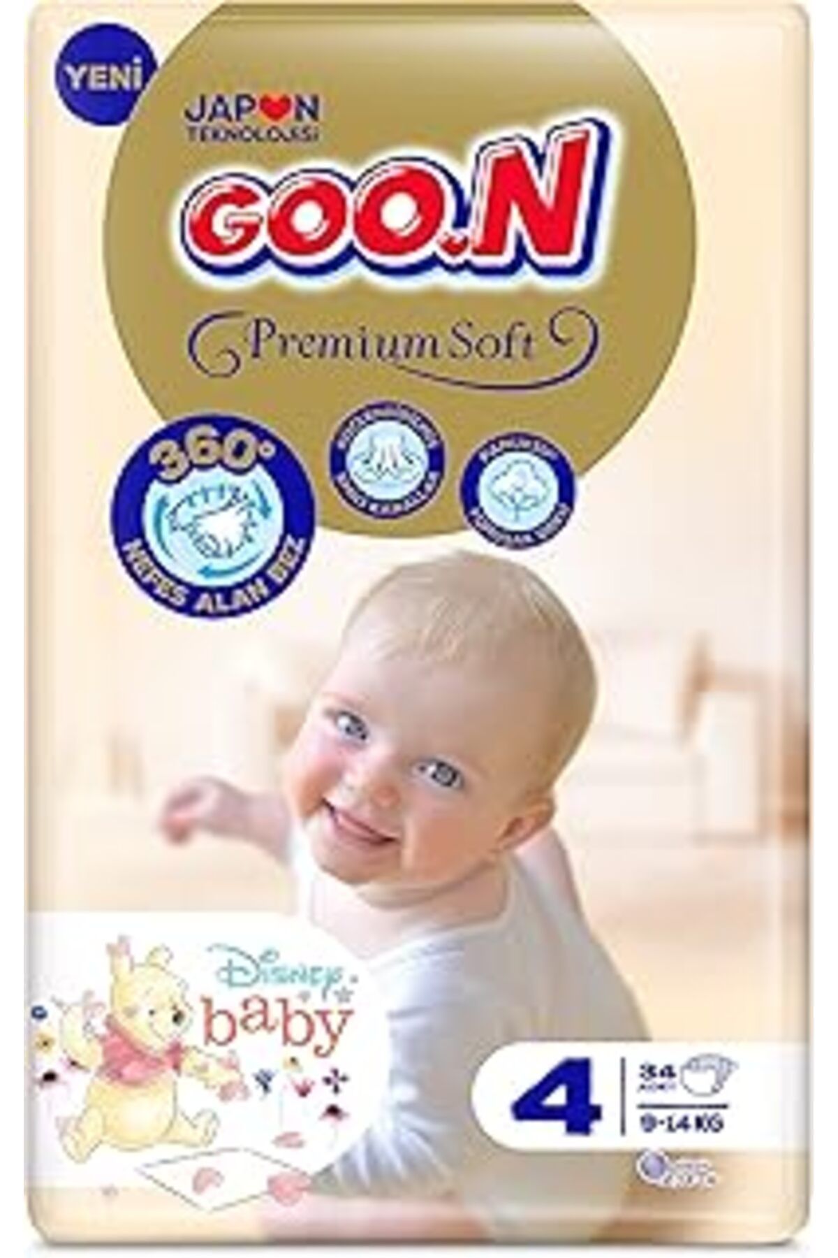 NZM TİCARET Goon Premium Soft Bebek Bezi, 4 Beden, Paket, 34 Adet, Beyaz