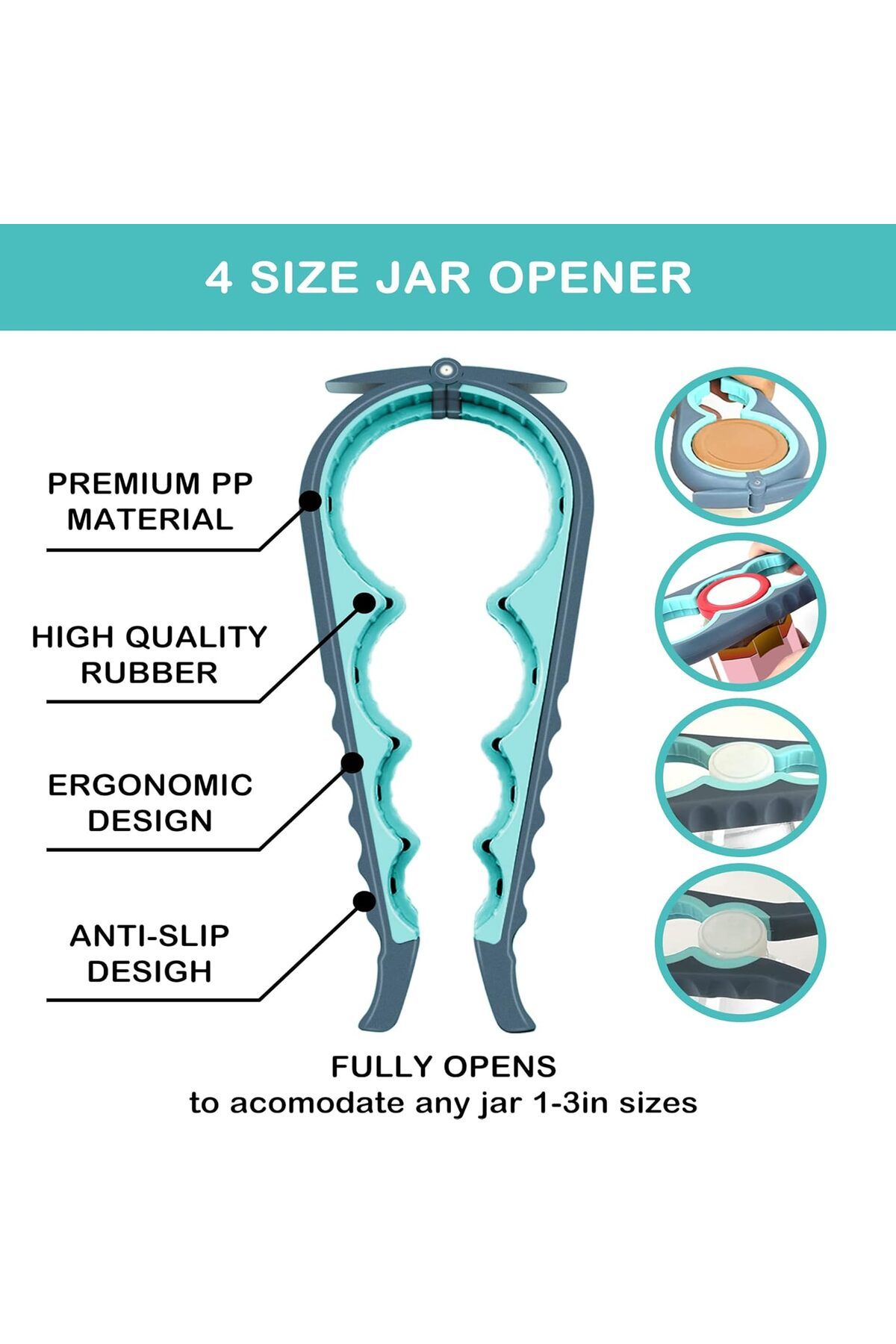 COOYA-Jar Opener for Weak Hands, Seniors with Arthritis, 5 in 1 Multi Function Bottle Opener Lid Opener 2