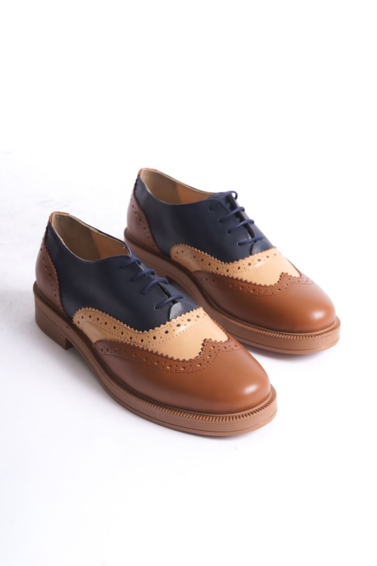 GNS Shoes Hakiki Deri Garni Oxford Kadın Ayakkabısı