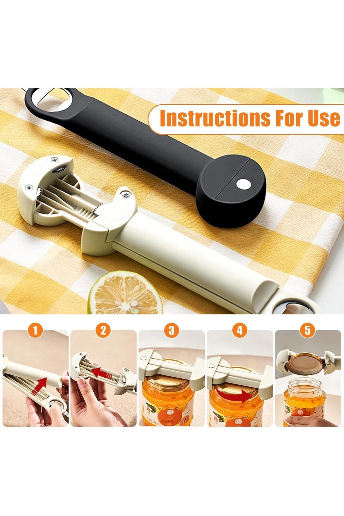 COOYA-Jar Opener Bottle Opener, Retractable Can Opener, Adjustable Stainless Steel Can Opener 3