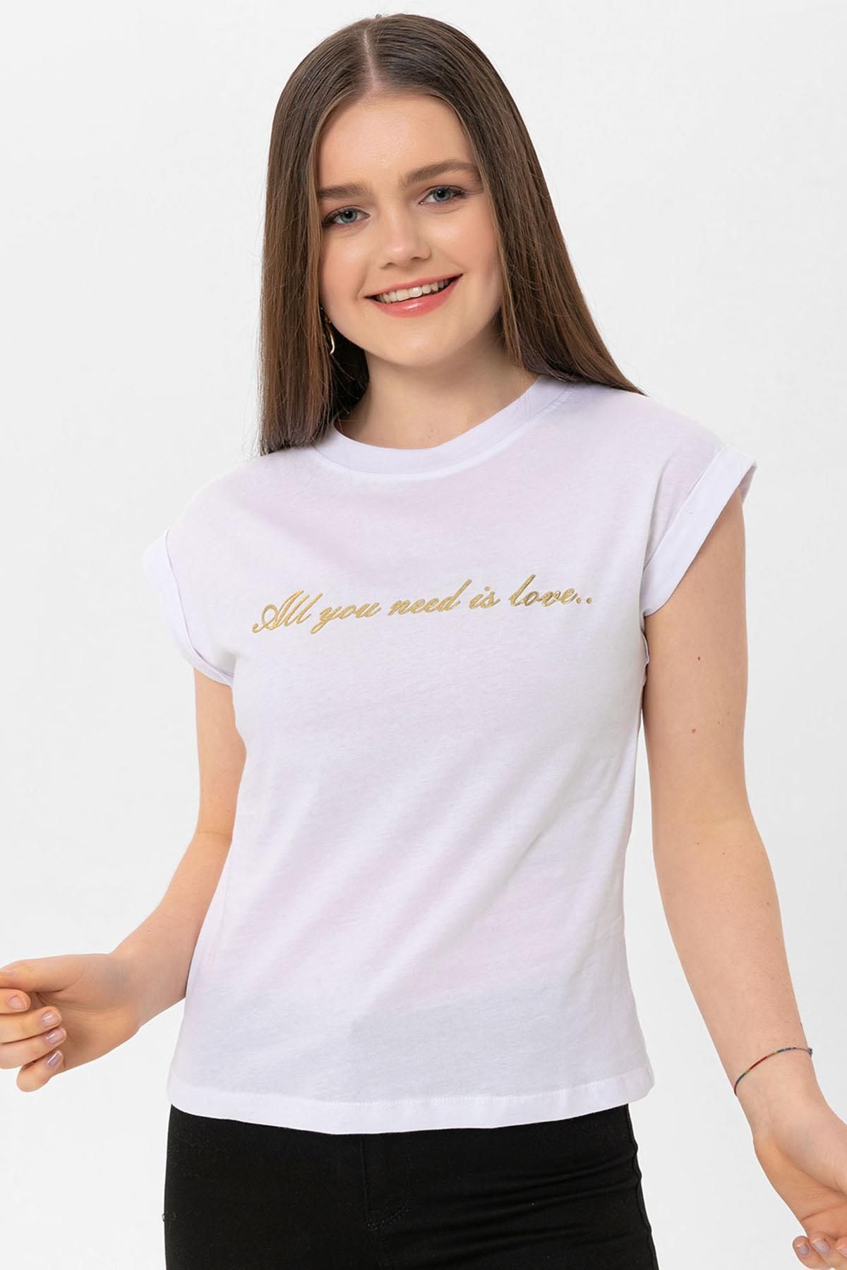 ŞİMAL-Tricou de damă cu text imprimat pe față 250032   - 3