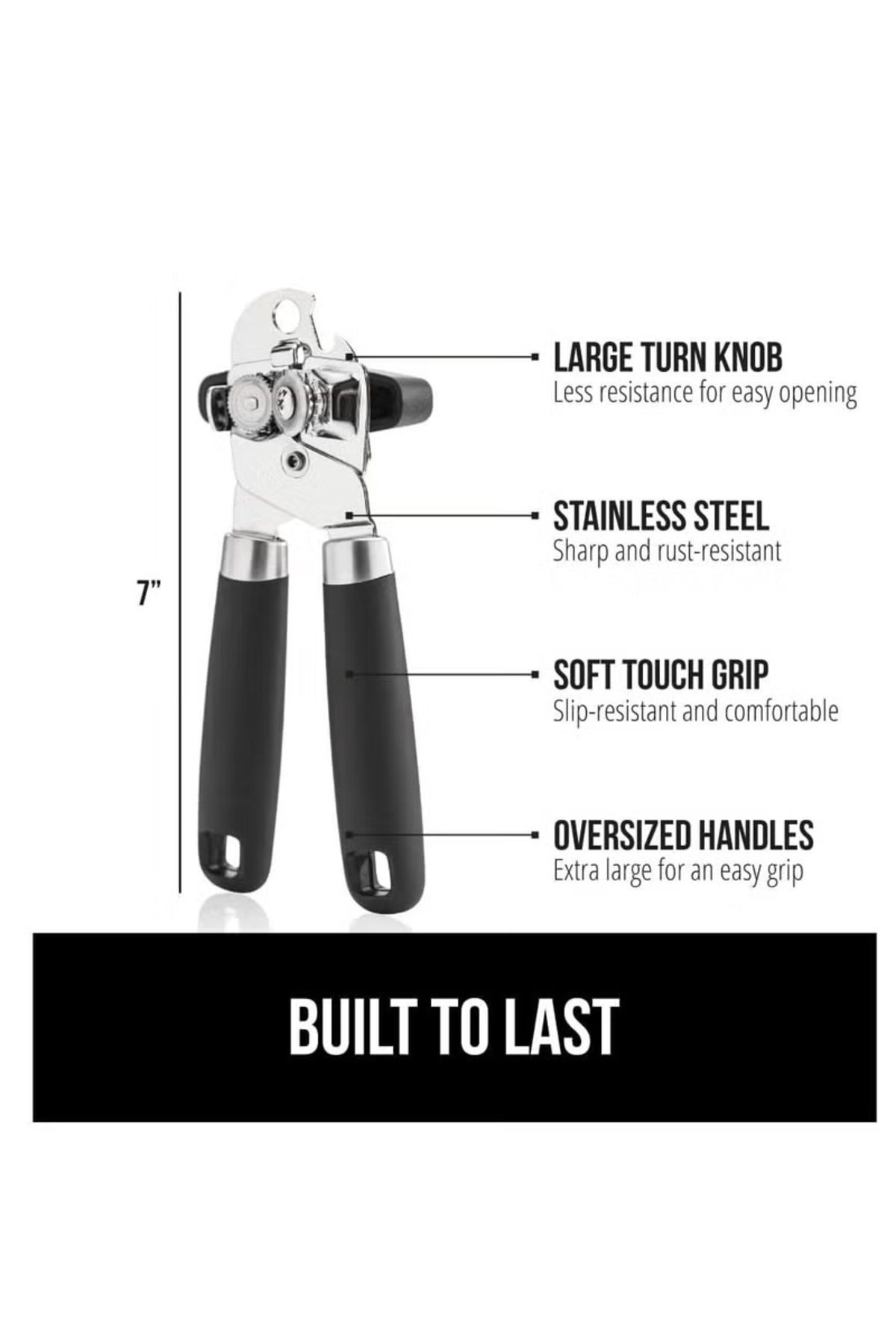 COOYA-Manual Hand Held Can Opener With Soft Touch Handle, Black 2