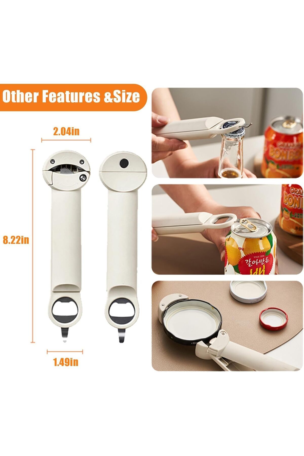 COOYA-Jar Opener Bottle Opener, Retractable Can Opener, Adjustable Stainless Steel Can Opener 6