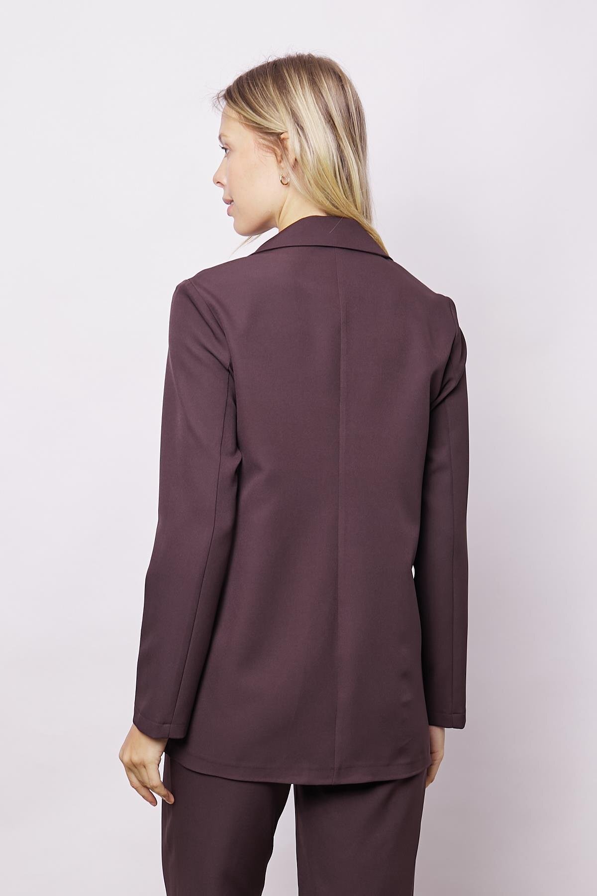 Jument-Women S Long Sleeve Lightweight Blazer Jacket - Lapel Pocket Cover and Oversized Design 7