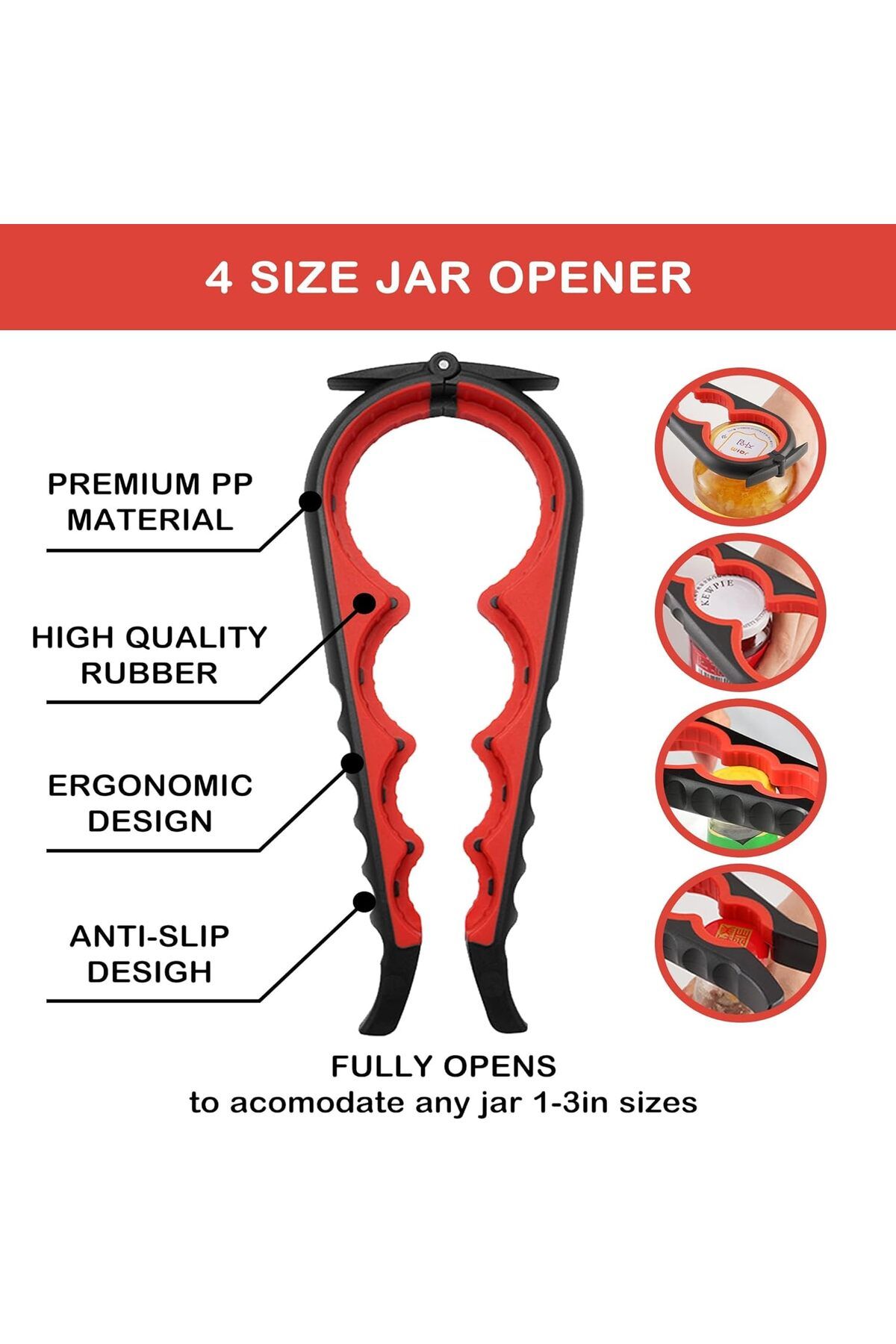 COOYA-Jar Opener Set of 3, 5 in 1 Multi Function Can Opener, Bottle Opener Kit with Silicone Handle 2