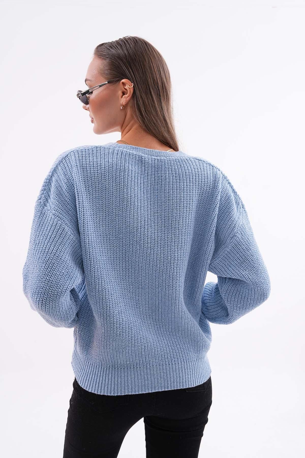 ŞİMAL-V-neck Women's Knitwear Cardigan - Buttoned, Model 245282 5