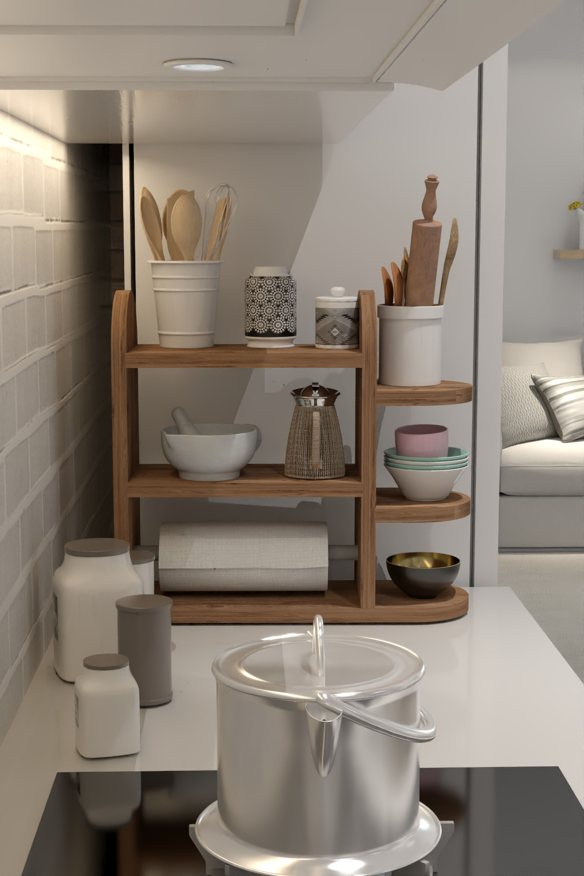 Goldfalez Baharatlık Havluluk Rafı Çam
