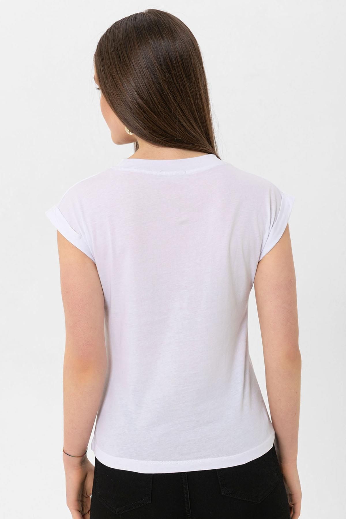 ŞİMAL-Tricou de damă cu text imprimat pe față 250032   - 5