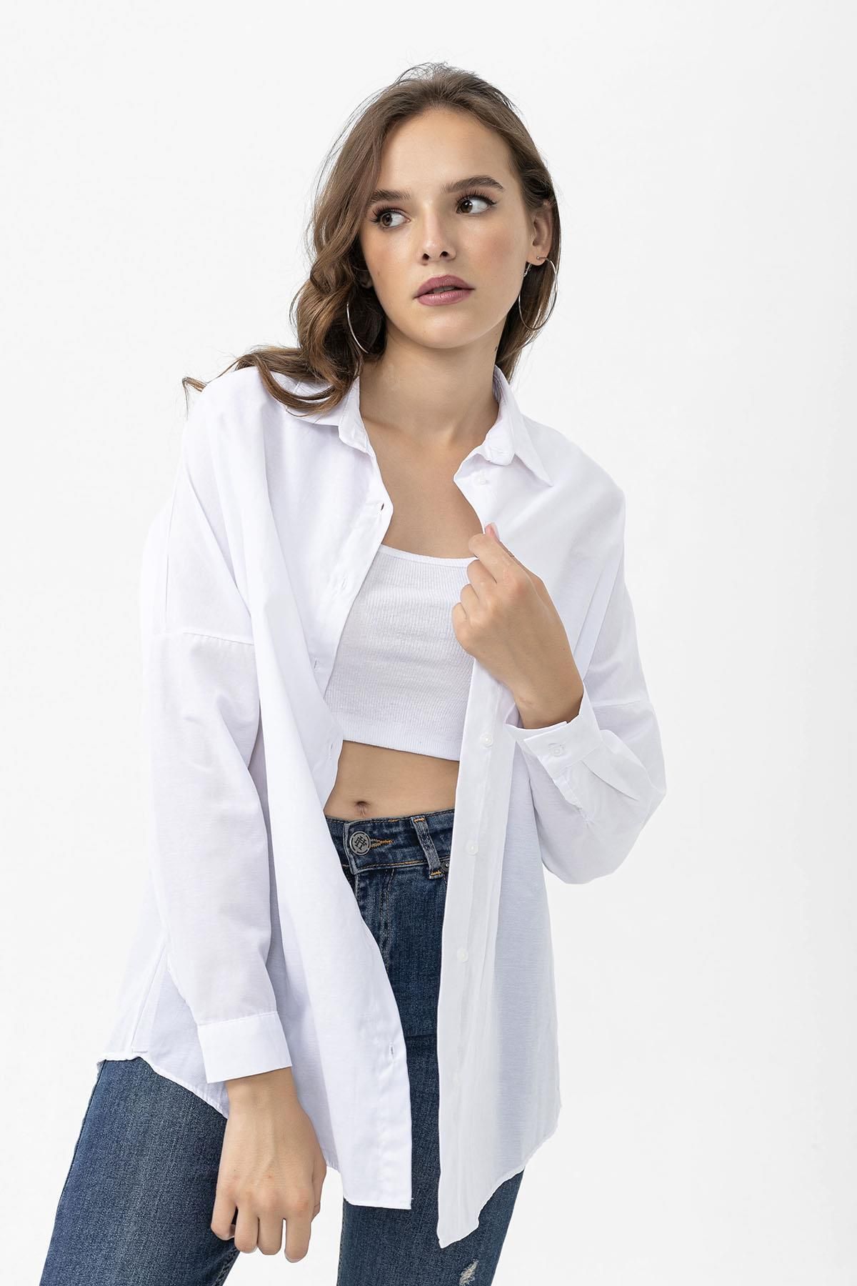 ŞİMAL-Women's Oversize Poppy Shirt 250239   - 3