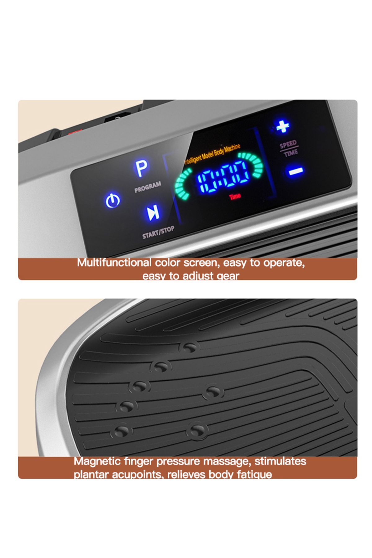 ETG-Vibration Plate Exercise Machine Whole Body Vibration Machine for Home Fitness w/Loop Bands 6