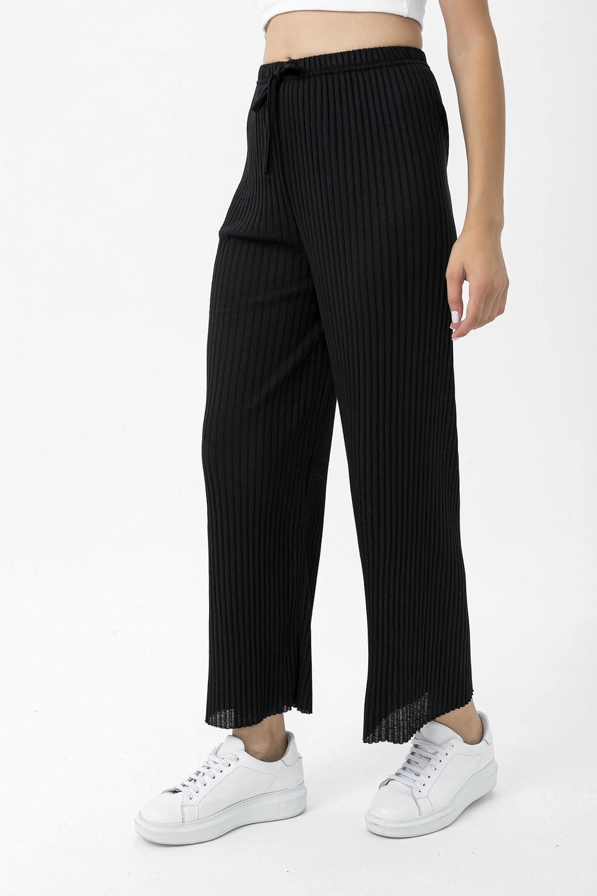 ŞİMAL-Pantaloni de damă cu talie elastică evazată 250200   - 4