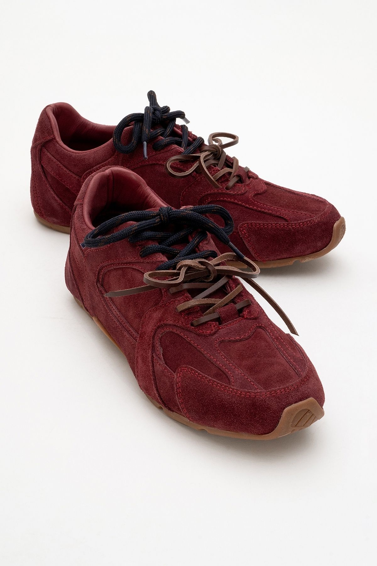 کفش ورزشی زنانه چرم اصل جیر SERENA بورگوندی luvishoes