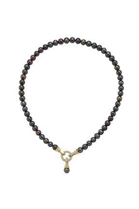 Birinci 925 Ayar Gümüş 8 mm Halka Kilitli Doğal İnci Kolye