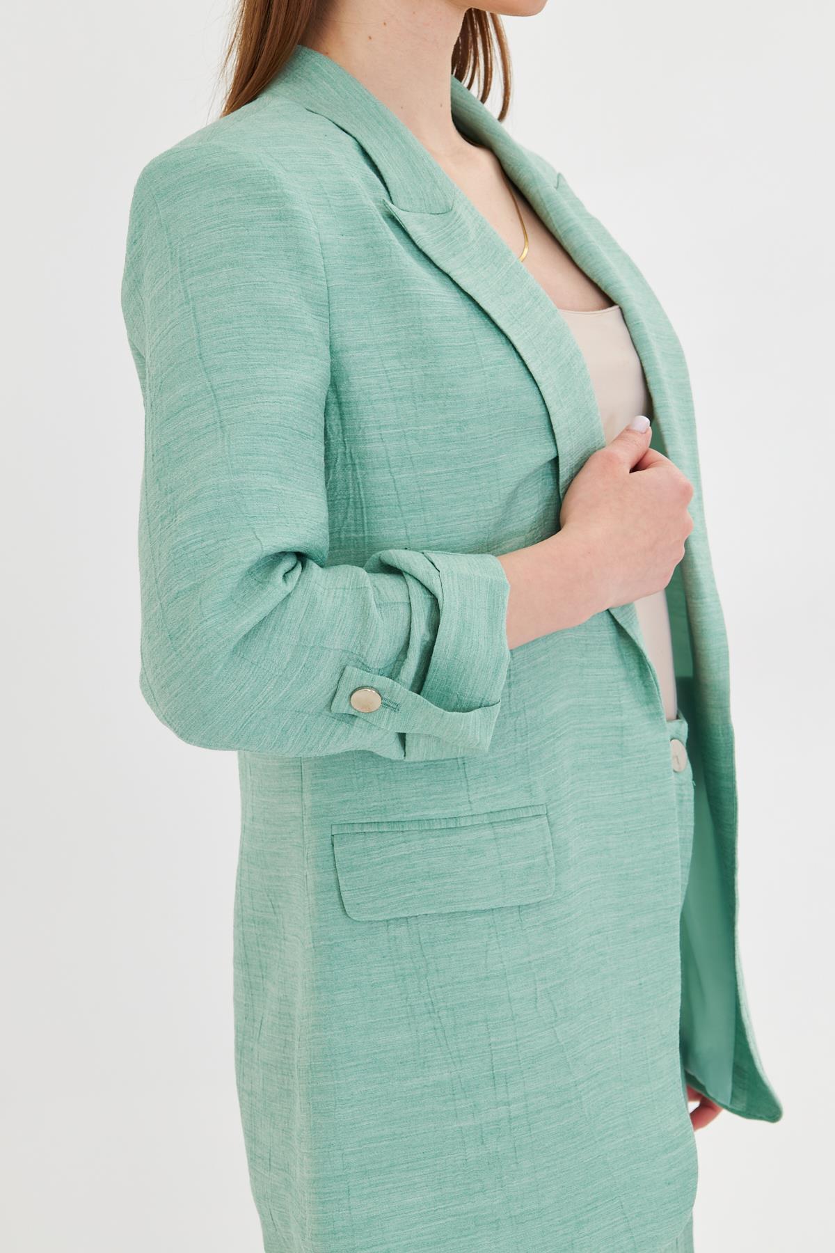 LOVELF-Seersucker Fabric Handle Drawstring Suit Water Green 6