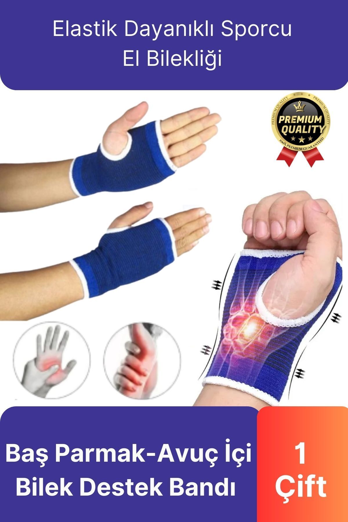 Svein Premium Elastik 1 Çift Fitness Voleybol Avuç İçi Baş Parmak Bilek Destek Bandı Sporcu El Bilekliği