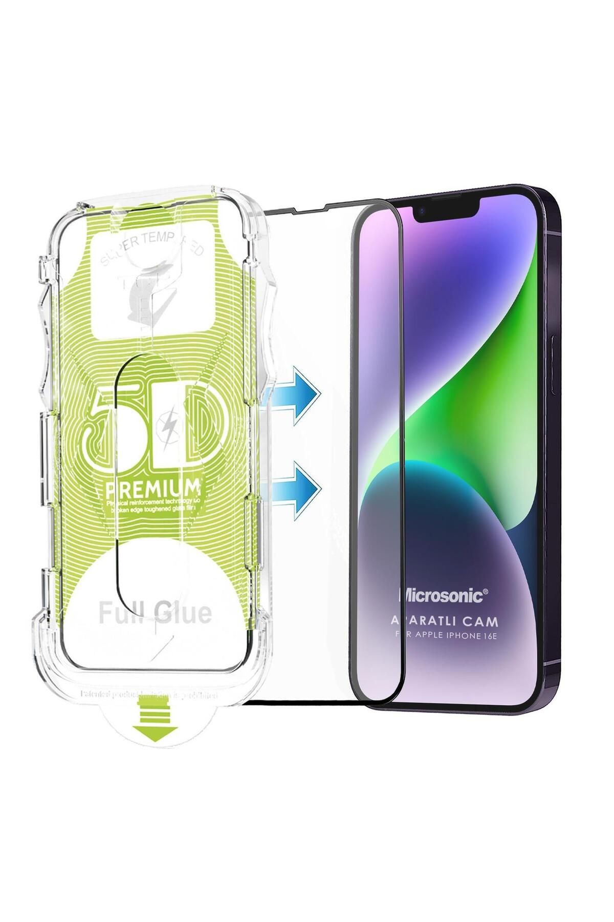 Microsonic Apple iPhone 16e Magic Uygulama Aparatlı Tam Kapatan Ekran Koruyucu Siyah