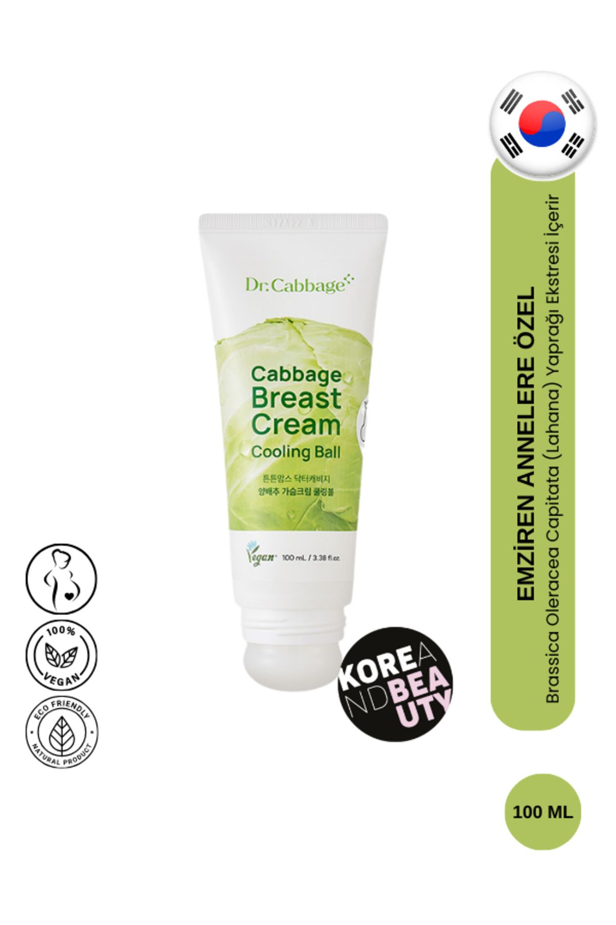 tntnmoms Dr.cabbage Cabbage Breast Cream Cooling Ball | Roller Uçlu Göğüs Soğutucu Emzirme Kremi 100ml