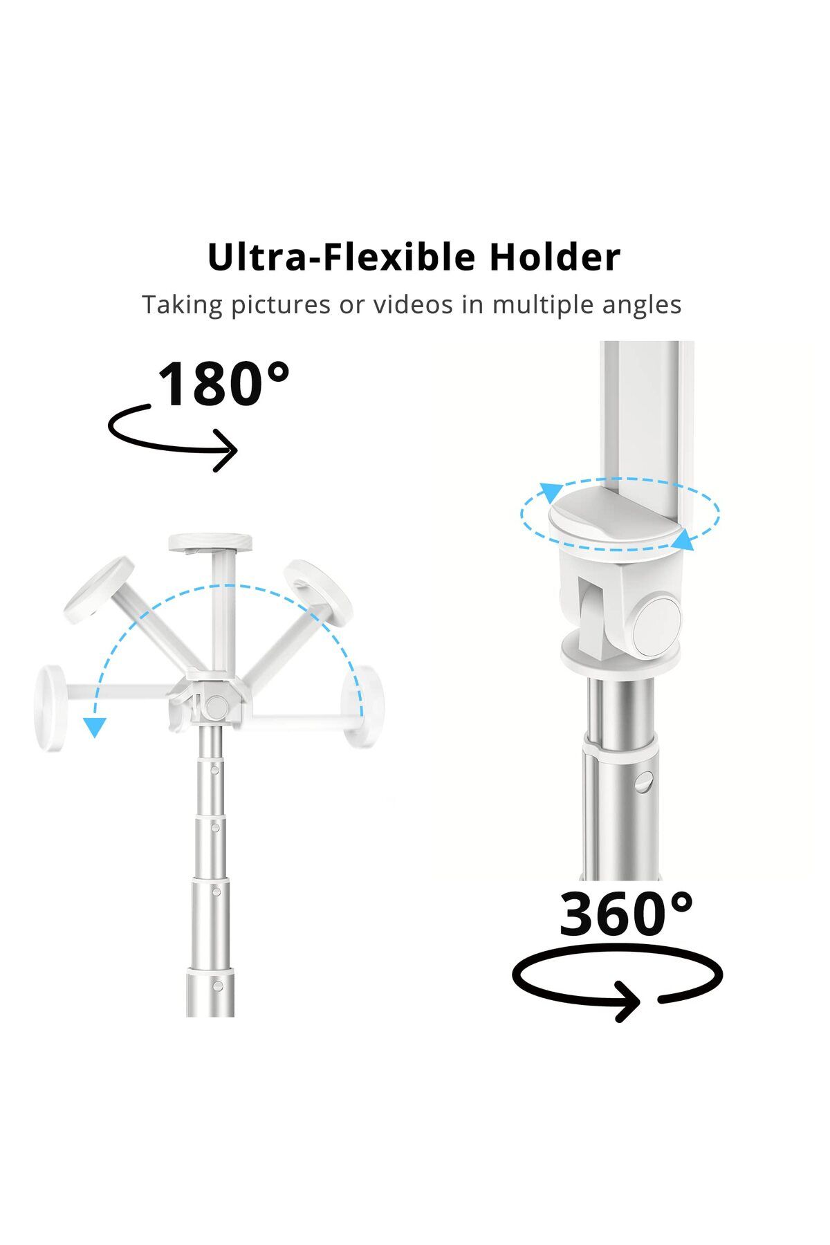 ATUMTEK-51 Selfie Stick Tripod, Extendable with Bluetooth Remote, 360° Rotation for iPhone & Android, White 7