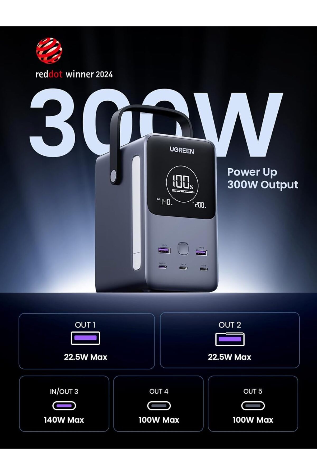 Ugreen-300W 48000mAh Power Bank with Smart Digital Display, Suitable for Macbook, Mobile, tablet & More 2