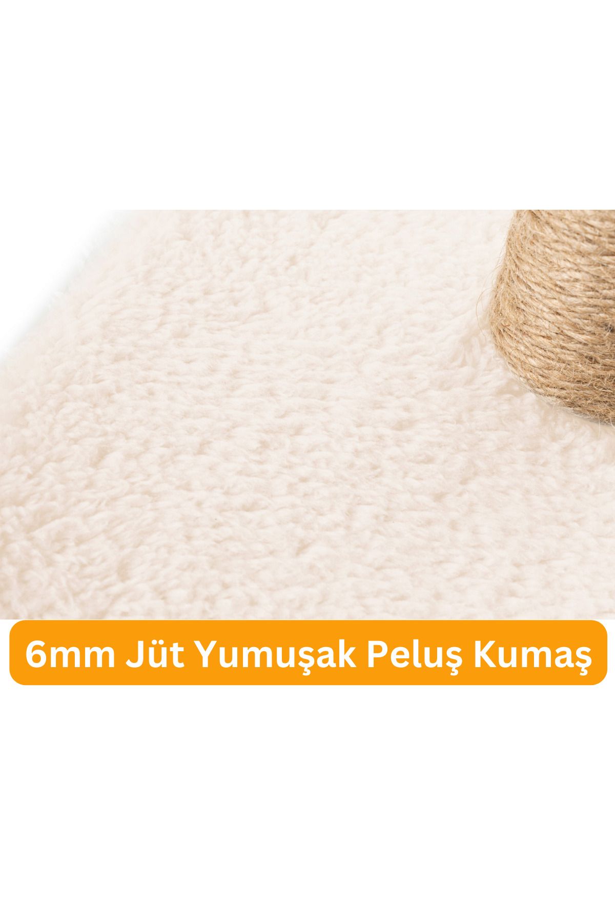 BEYLİNİ-Cat Scratching and Itching Board - Plush Fabric, Erasable Unassembled, 40cm Height (Cream) 5