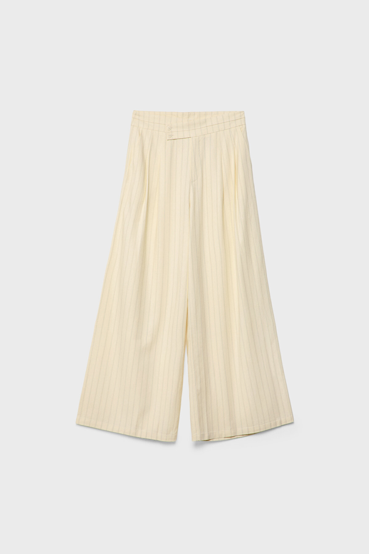 Stradivarius-Flowing linen blend trousers with darts 5