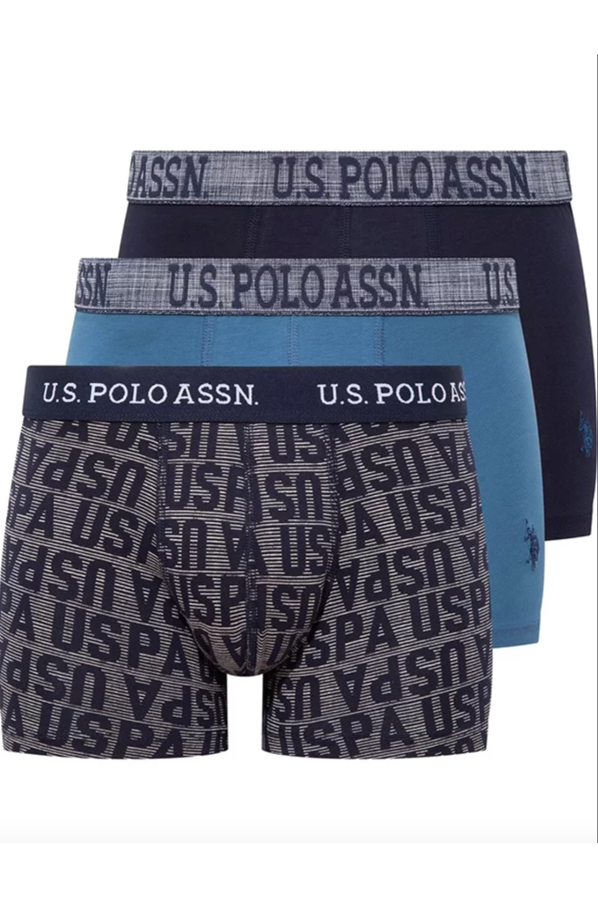 یو اس پولو شورت بوکس مردانه دارای مجوز، USPA، ۹۵٪ پنبه، ۵٪ الاستین، بسته ۳ عددی (جعبه‌ای)