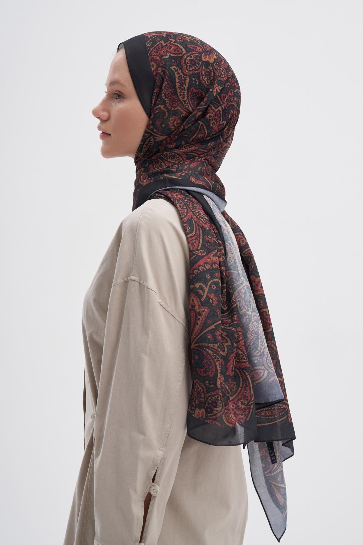 carell Bloom Dark Nilla Pamuklu Şal görsel 3