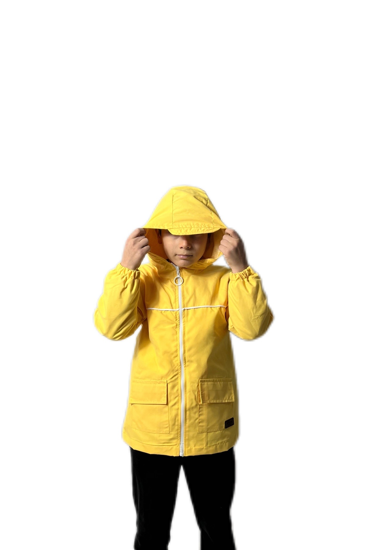 Merfer-Hooded Raincoat Waterproof Yellow Cardigan Children's Clothing 5-6-7-8 Years 4