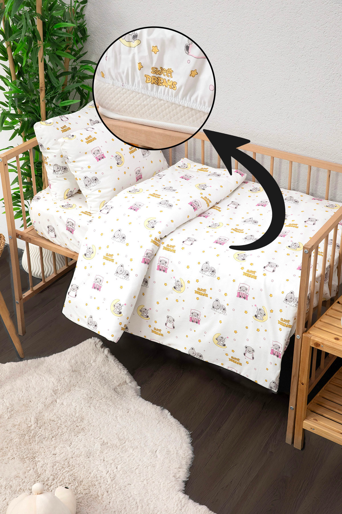FAVORA Baby %100 Pamuk Dream Sweet Bebek Nevresim Takımı - Pembe fotoğrafı 5 (önizleme)