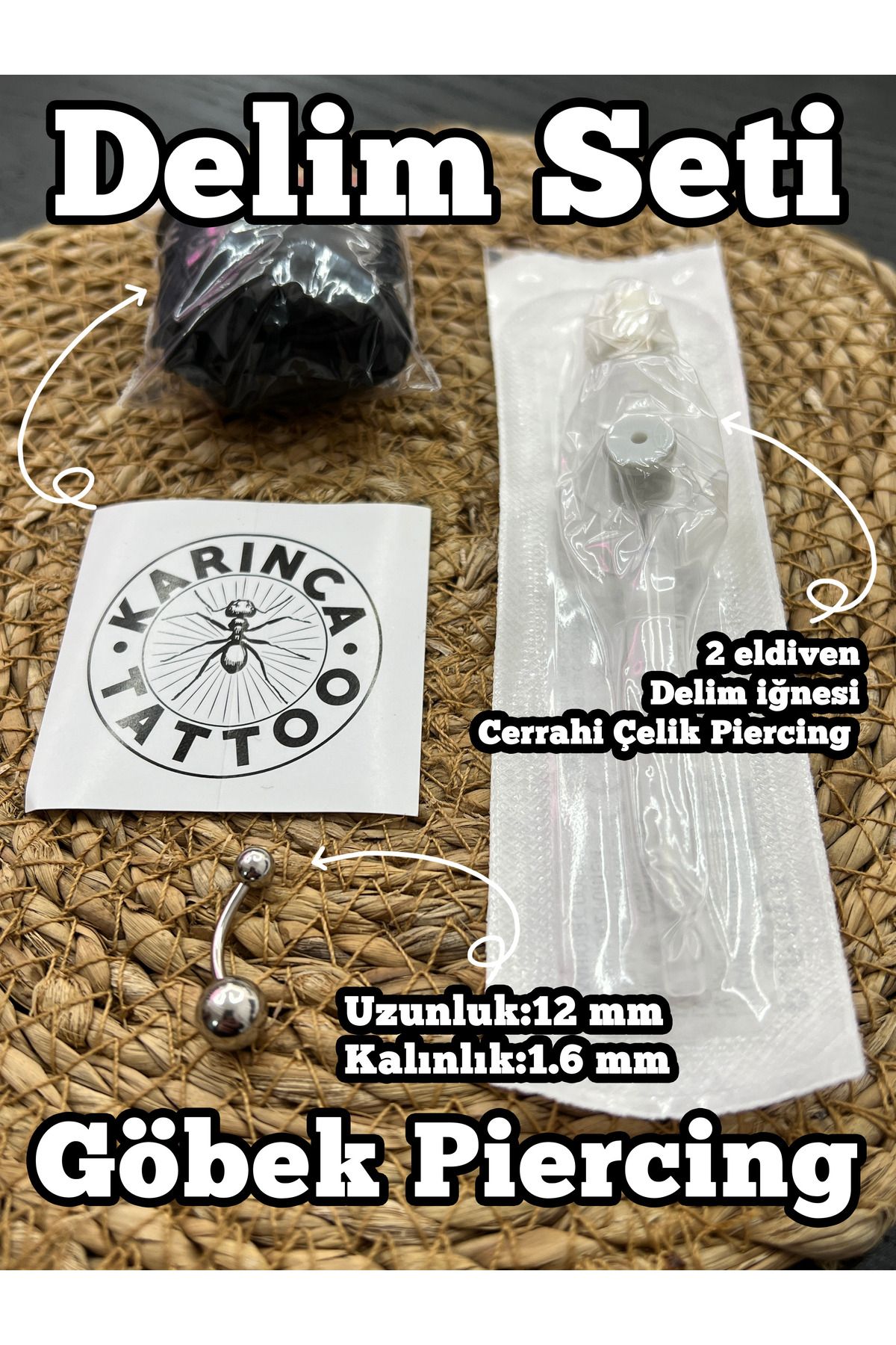 Karınca Piercing-مجموعة وتجهيزات ثقب البطن ومواد وشم النمل 2