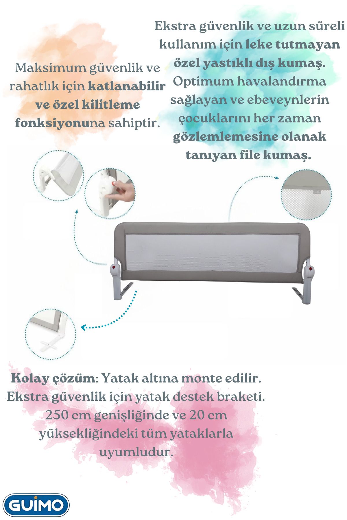 GUİMO-Baby Safety Bed Barrier 150cm 5