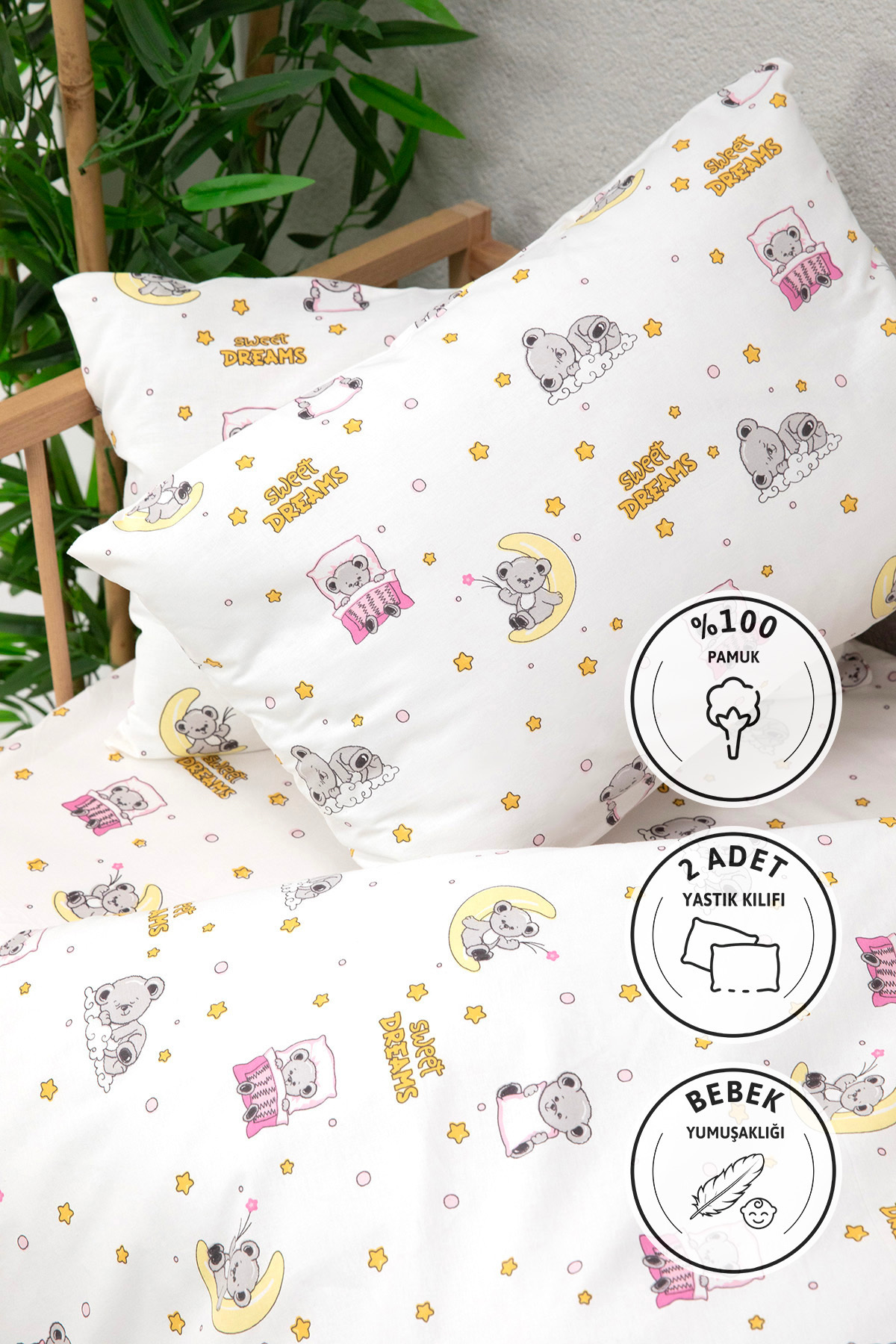 FAVORA Baby %100 Pamuk Dream Sweet Bebek Nevresim Takımı - Pembe fotoğrafı 2 (önizleme)