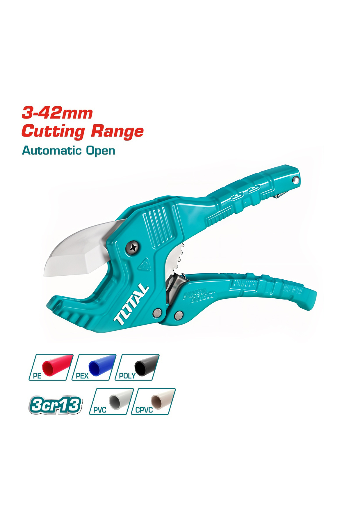 TOTAL-Pipe Cutter – 3-42mm Cutting Range, Automatic Open, 3CR13 Stainless Steel Blade 5
